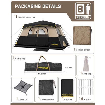 FanttikOutdoor Zeta C8 Pro 8 Person Camping Tent