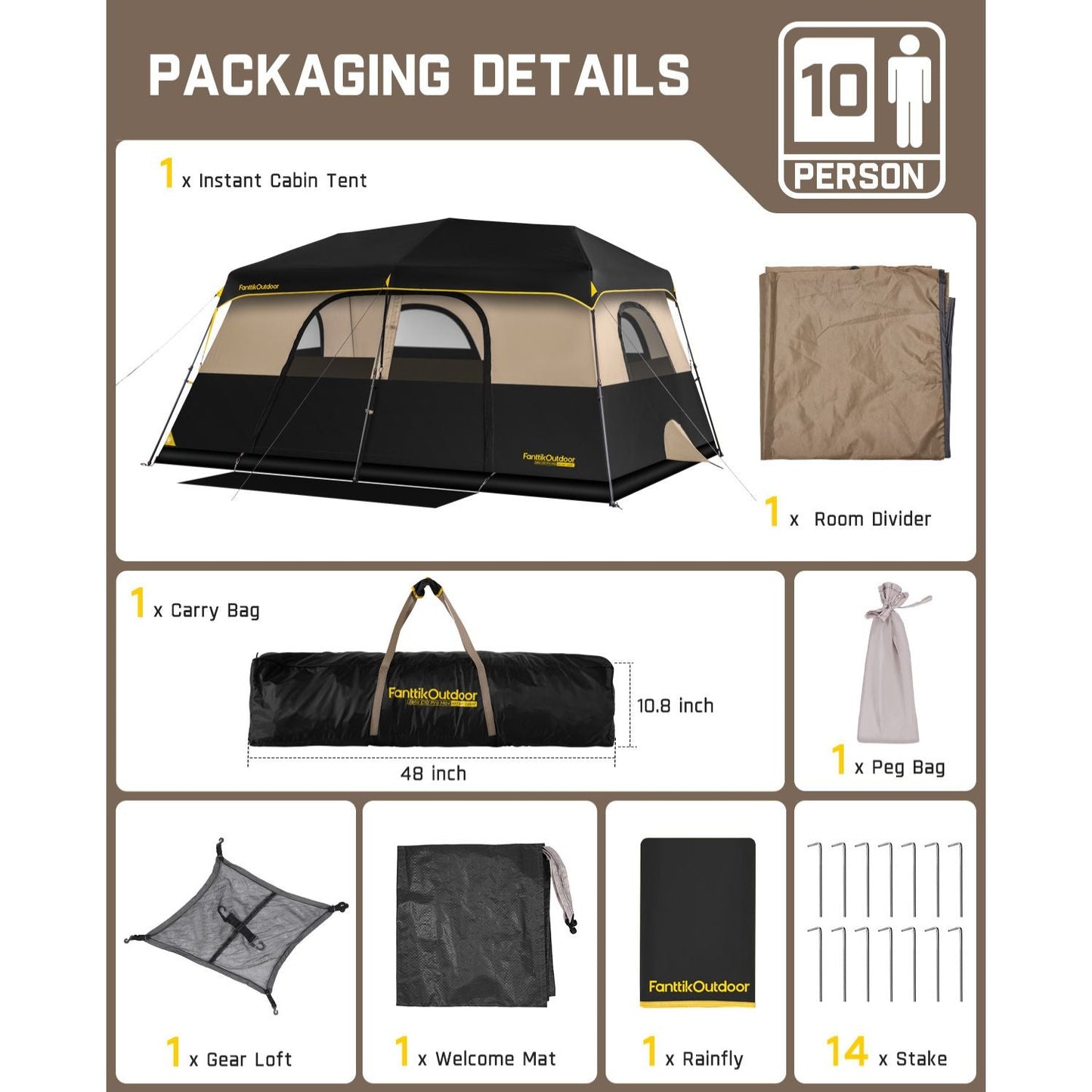 FanttikOutdoor Zeta C10 Pro Max 10 Person Camping Tent
