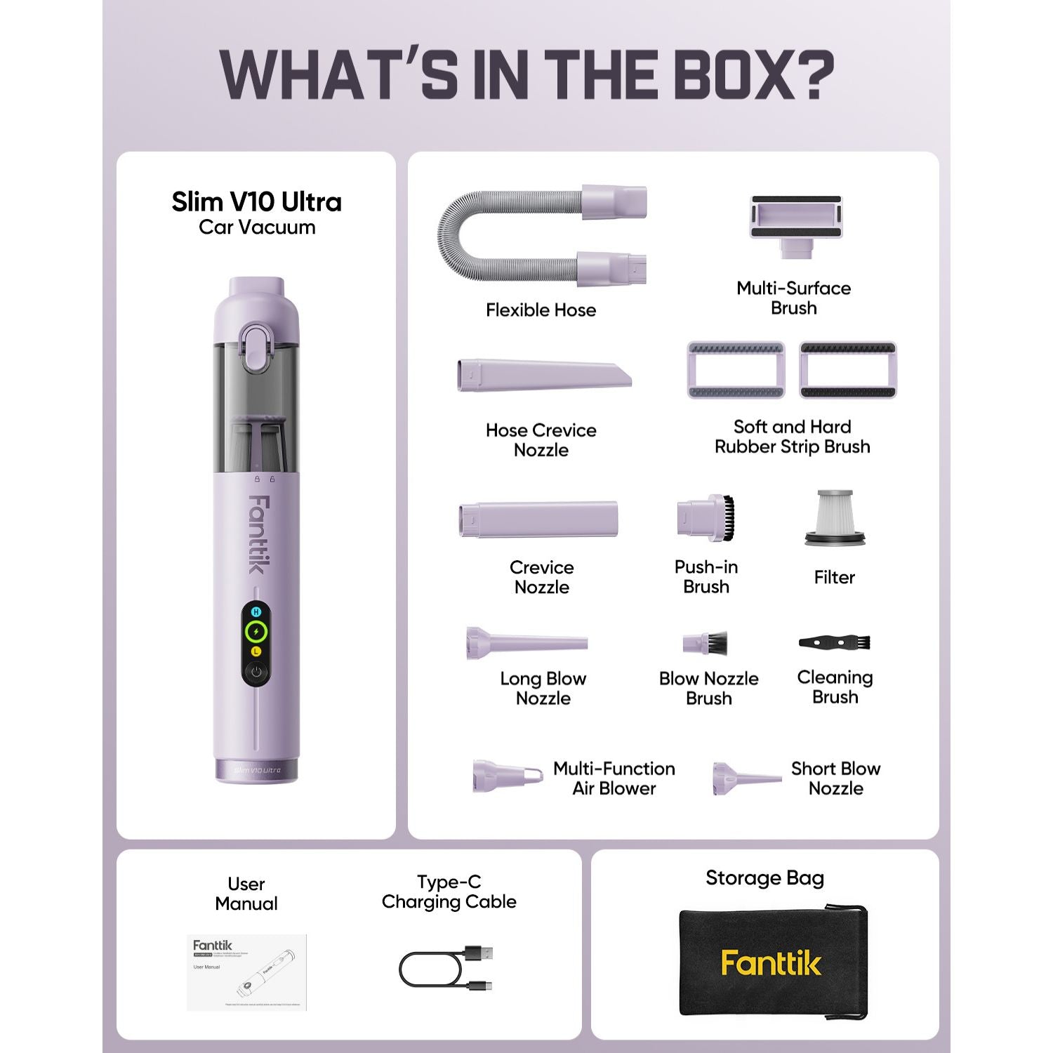 Fanttik Slim V10 Ultra Cordless Car Vacuum